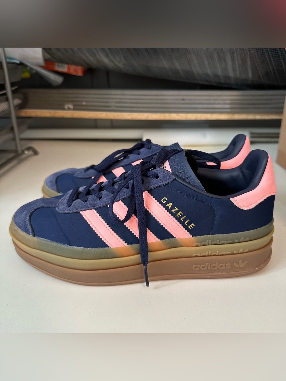 Adidas Gazelle Bold Platform Sneakers Navy Pink Gum Women’s Size 7